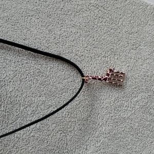 Mens giraffe charm black suede necklace